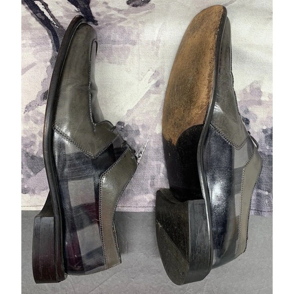 Marco Vicci Premium Derby Dress Shoes Mens 11 M TITAN Gray Black Check Pattern main image 4